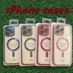 Magnetic iPhone 16 Pro Max Case - Green, Red, Silver